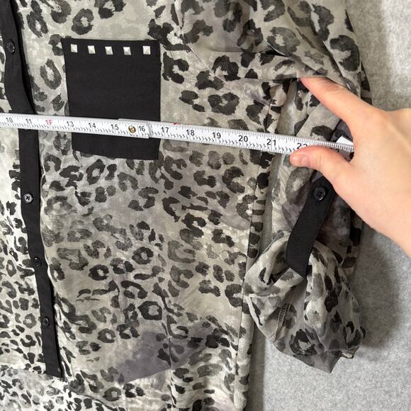 Bongo Shirt Womens XL Animal Leopard Tunic Sheer Blouse High Low Witchy Flowy - Picture 10 of 14